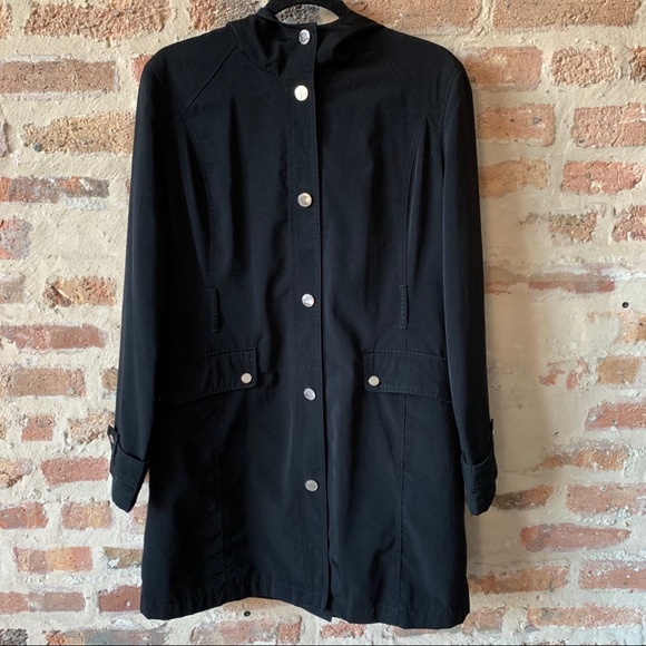 London Fog Jackets & Blazers - London Fog Long Hooded Raincoat Black Large